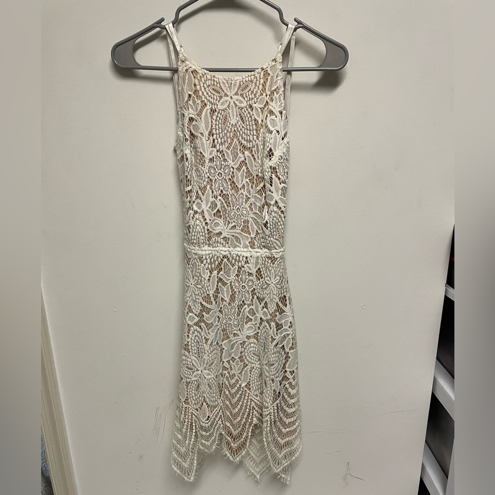White Lace Cut Out Dress